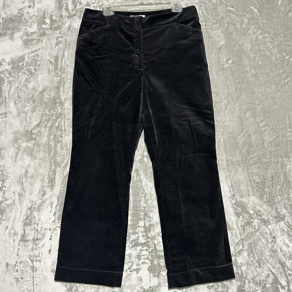 Talbots Heritage Velvet Pants Womens Size 12 Black Cotton Stretch Comfort Office